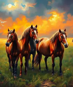 Horses Await The Monsoon Paint By Numbers