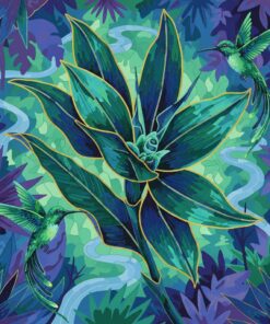 Hovering Emerald Tropical Bloom Paint By Numbers