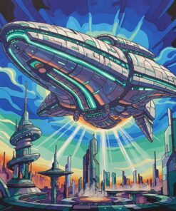 Hovering Realistic Alien Ship Paint By Numbers