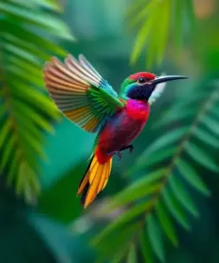 Hovering Tropical Jewel Bird Paint By Numbers