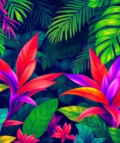 Humid Jungle Fronds Glow Paint By Numbers