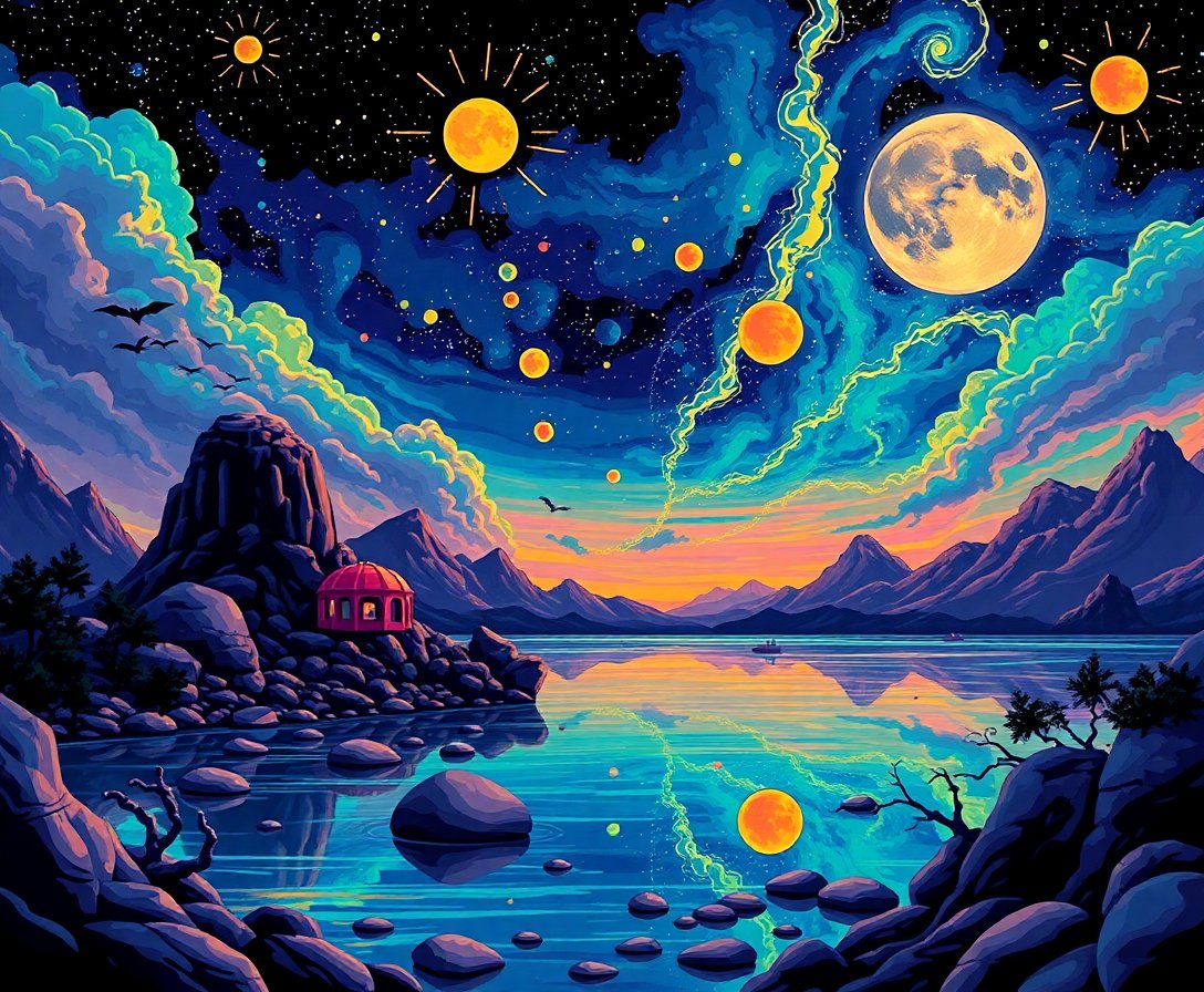 Ignition Over The Lagoon Paint By Numbers - Retro Sci-Fi Kit completed