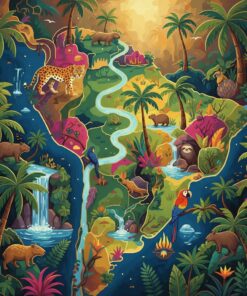Illuminated Tropical Amazon Map Paint By Numbers