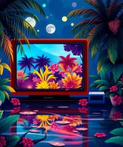Illuminated Tropical CRT Screen Paint By Numbers