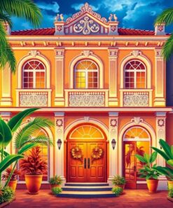Illuminated Tropical Plaster Facade Paint By Numbers