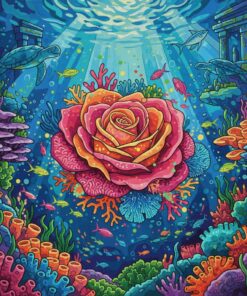 Illuminated Tropical Reef Rose Paint By Numbers