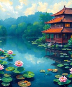Impressionist Lotus Manor Waters Paint By Numbers