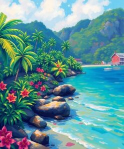 Impressionist Overgrown Tropical Bay Paint By Numbers