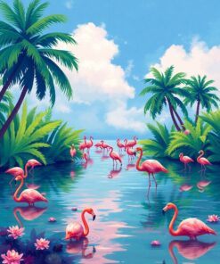 Flamingo Lagoon Paint Numbers