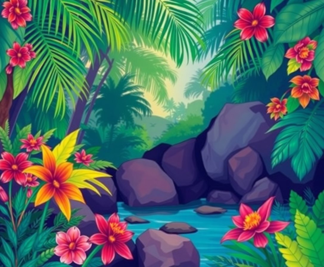 Into The Tropical Wild Paint By Numbers Kit - Lush Cinema Art completed
