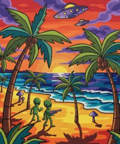 Invaders Under Palm Trees Paint By Numbers