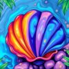 Iridescent Tropical Island Clam Paint By Numbers