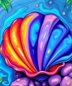 Iridescent Tropical Island Clam Paint By Numbers