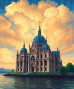 Island Basilica Rainclouds Paint By Numbers