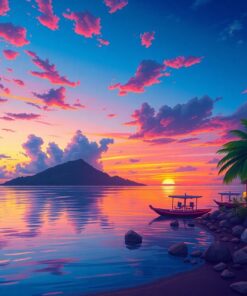 Island Dusk Firelight Paint By Numbers