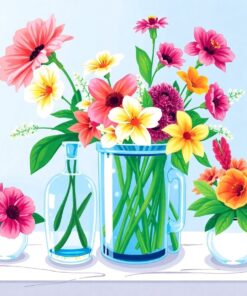 Island Glass Floral Display Paint By Numbers