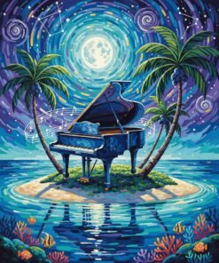 Island Moonlight Grand Piano Paint By Numbers