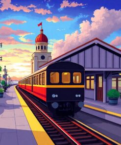 Island Railway Terminus Arrival Paint By Numbers