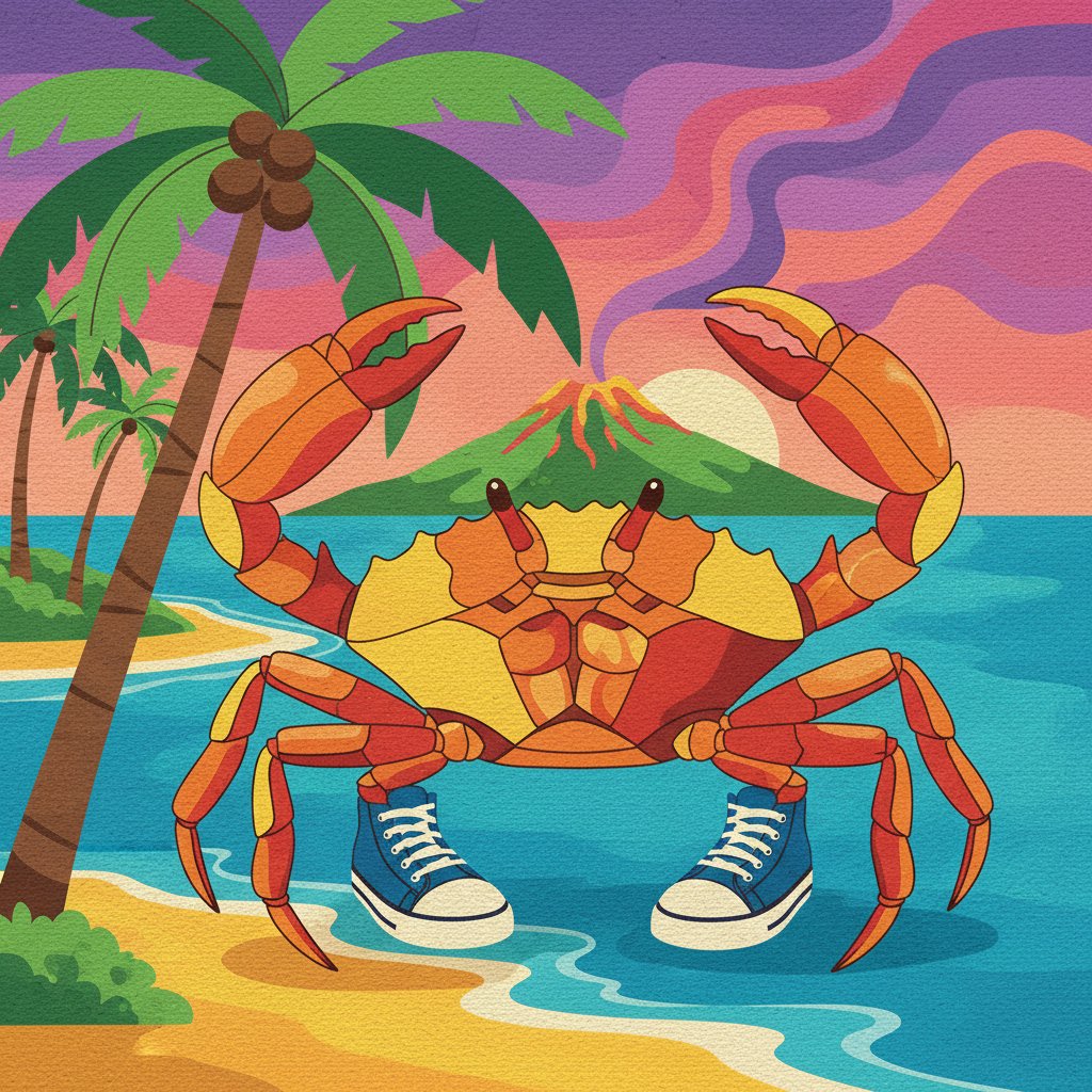 Island Retro Kicks Crab Paint By Numbers - Tropical Art completed