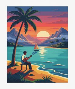 Island Serenade Retro Poster Paint By Numbers