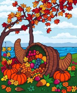 Thanksgiving Cornucopia Paint Numbers