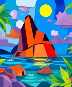 Island Torchlight Cubism Paint By Numbers