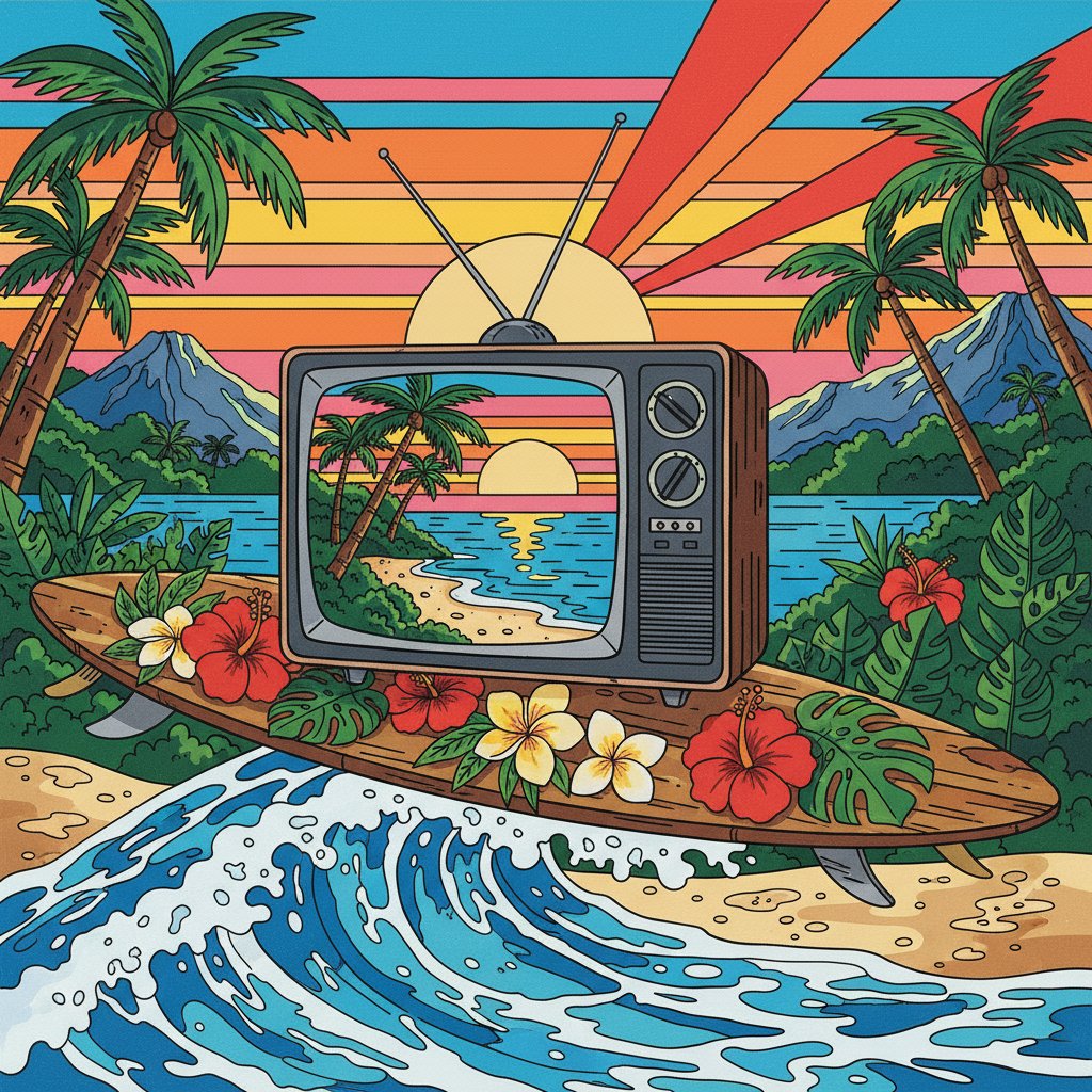 island-tv-on-longboard-paint-by-numbers-kit-tropical-art