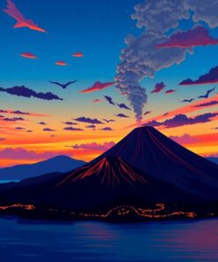 Island Volcano At Twilight Paint By Numbers