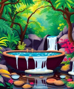 Japanese Jungle Waterfall Bath Paint By Numbers