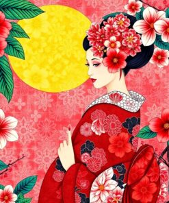 Japanese Woodblock Tropical Geisha Paint By Numbers