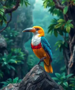 Jungle Canopy Rock Bird Paint By Numbers