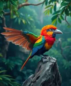 Jungle Canopy Rock Bird Paint By Numbers