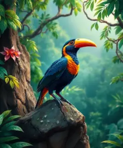 Jungle Canopy Rock Bird paint by numbers