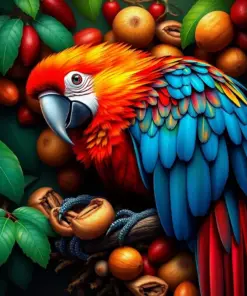 Jungle Macaw Nut Harvest paint by numbers