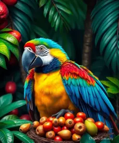 Jungle Macaw Nut Harvest paint by numbers