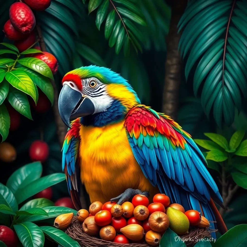 completed artwork display Jungle Macaw Nut Harvest paint by numbers
