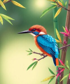 Kingfisher On Feudal Bamboo Paint By Numbers