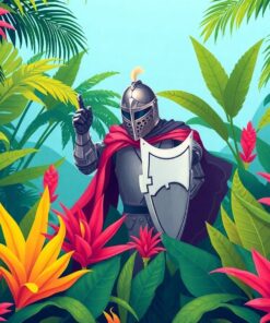 Knight Amidst Tropical Fronds Paint By Numbers