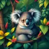 Koala In Tropical Ferns Paint By Numbers
