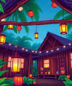 Tropical Cabins Paint Numbers