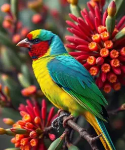 Lorikeet In Vintage Grevillea Paint By Numbers