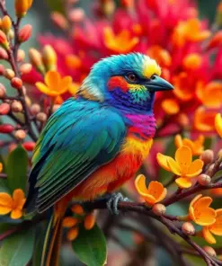 Lorikeet In Vintage Grevillea Paint By Numbers