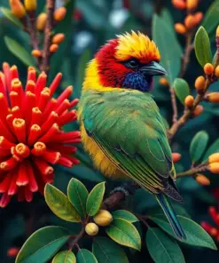 Lorikeet In Vintage Grevillea Paint By Numbers