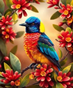 Lorikeet In Vintage Grevillea Paint By Numbers