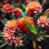Lorikeet In Vintage Grevillea Paint By Numbers