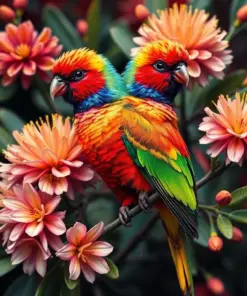 Lorikeet In Vintage Grevillea Paint By Numbers