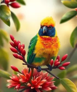 Lorikeet In Vintage Grevillea Paint By Numbers