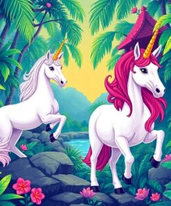 Temple Unicorns Paint Numbers