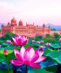 Lotus Overlooking Agra Palace Paint By Numbers