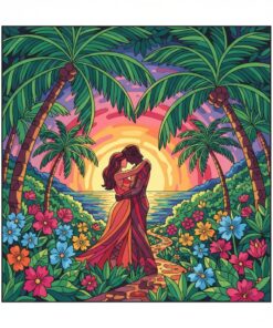 Lovers Amidst Lush Palms Paint By Numbers